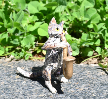 Fritz Bergmann  Austrian Vienna Cold  Painted Bronze Musical Cat with Saxophone2