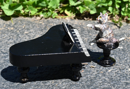 Fritz Bergmann  Austrian Vienna Cold  Painted Bronze Musical Cat Playing Piano4