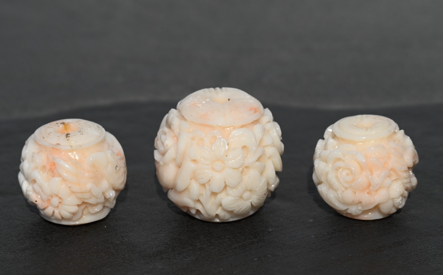 Large Natural Angel Skin Coral Carved Beads Japanese or Chinese3