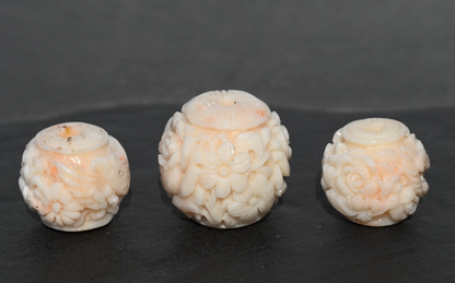 Large Natural Angel Skin Coral Carved Beads Japanese or Chinese3