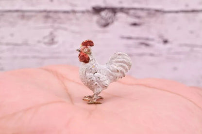 Stunning Antique Austrian Vienna Cold Painted Bronze of Little White Chicken3