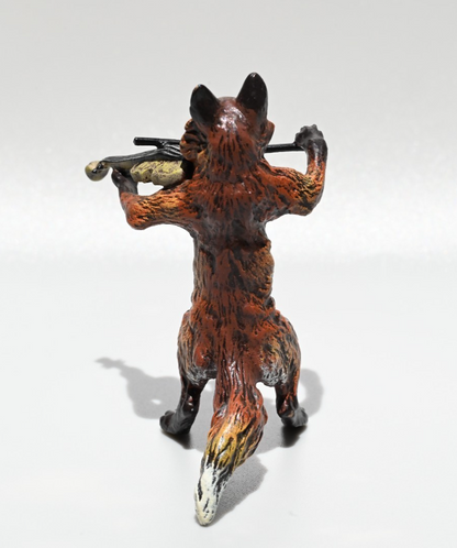 Gorgeous Austrian Vienna Cold Painted Bronze Figure of Fox Musician with Violin5