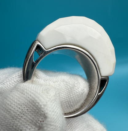 Vintage Whitney Kelly Sterling Silver Faceted White Statement Ring2