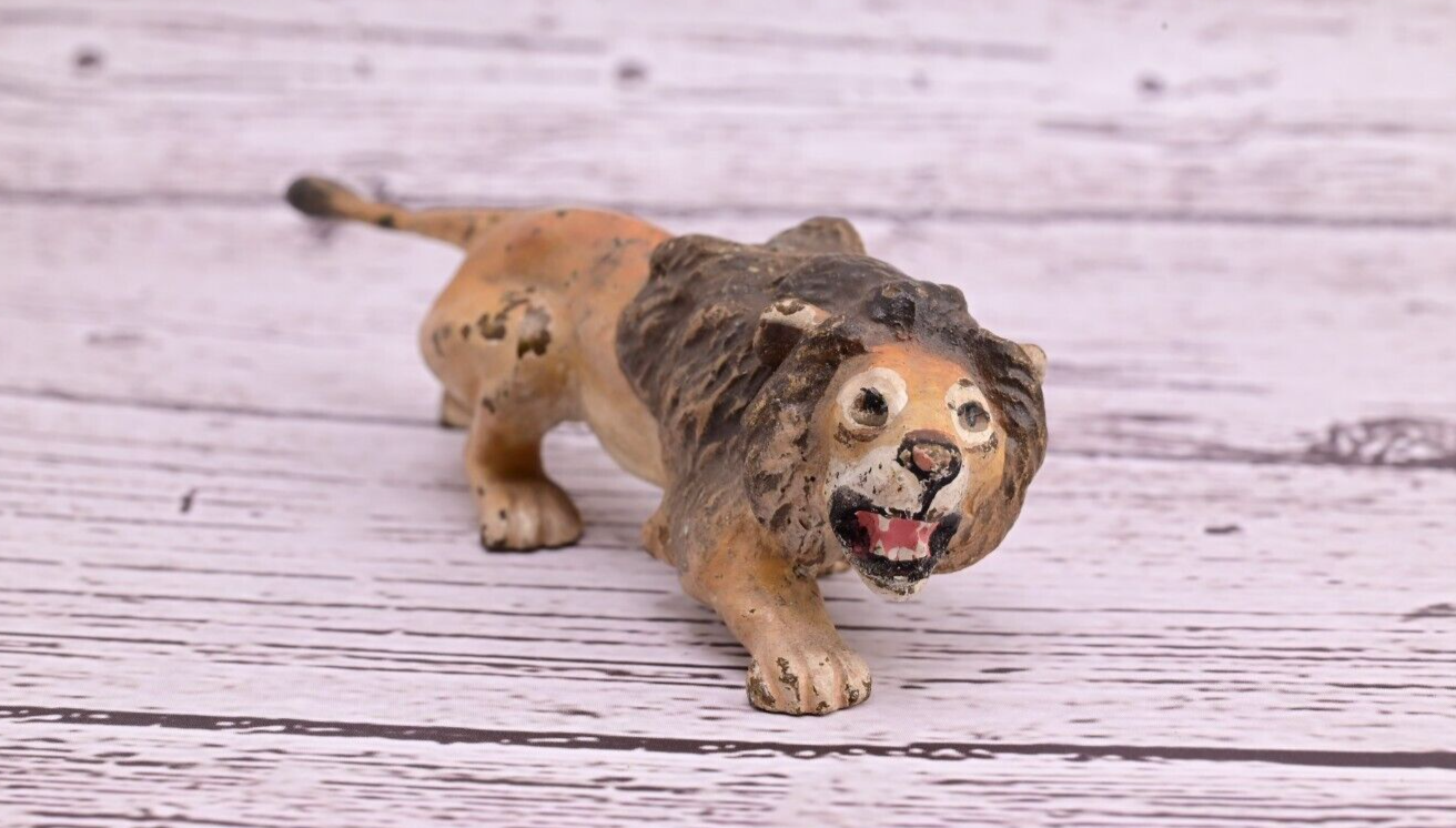 Stunning Antique Austrian Vienna Cold Painted Bronze of Lion Ready to Attack9