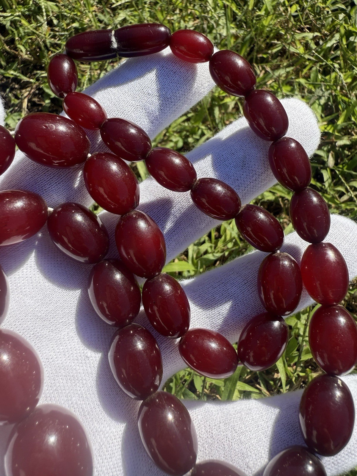 Antique Cherry Amber Beaded Necklace 90 Grams3