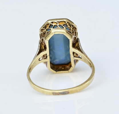 Gorgeous Antique 1900s Large Natural Opal Ring Set in 14K Yellow Gold10