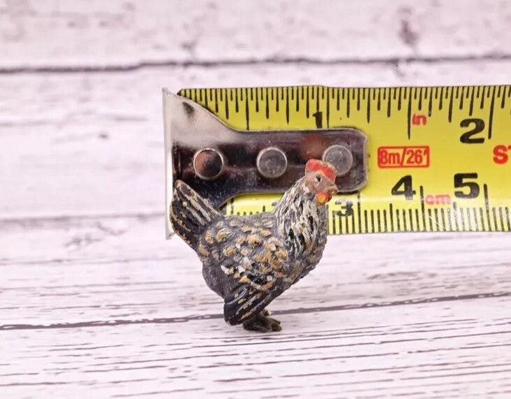 Early Antique Austrian Vienna Cold Painted Bronze Figure of Miniature Gray Hen5