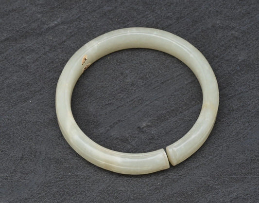 Antique Chinese 1900s Carved Mutton Fat White Celadon Jade Bangle Bracelet1
