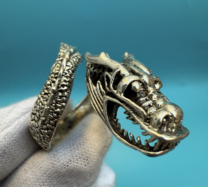 Wonderful Vintage Chinese / Japanese Sterling Silver Dragon Ring2