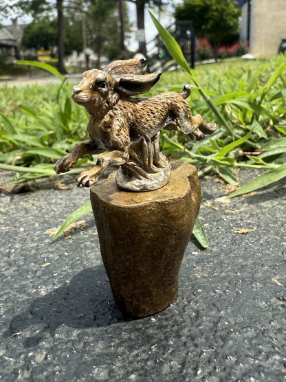 Awesome Antique Austrian Vienna Cold Painted Bronze of Running Rabbit4