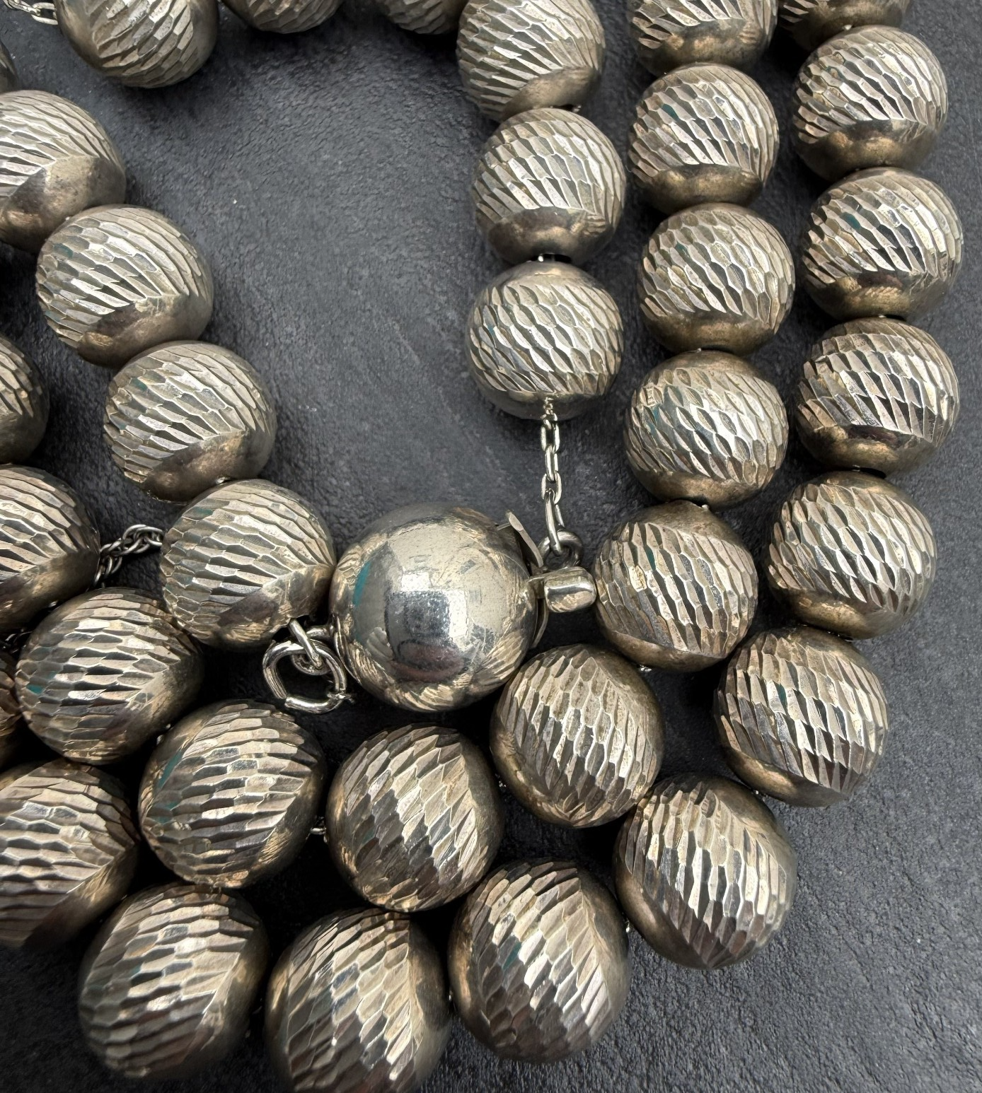 Gorgeous Textured Sterling Silver Beaded Necklace4