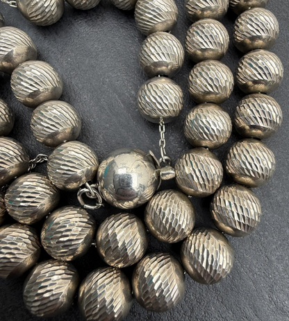 Gorgeous Textured Sterling Silver Beaded Necklace4