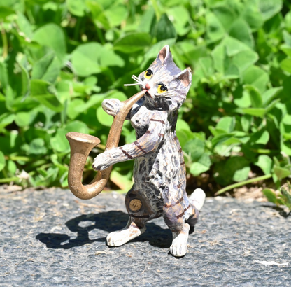 Fritz Bergmann  Austrian Vienna Cold  Painted Bronze Musical Cat with Saxophone7