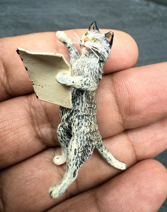 Awesome Austrian Vienna Cold Painted Bronze Figure of a Singing Cat1