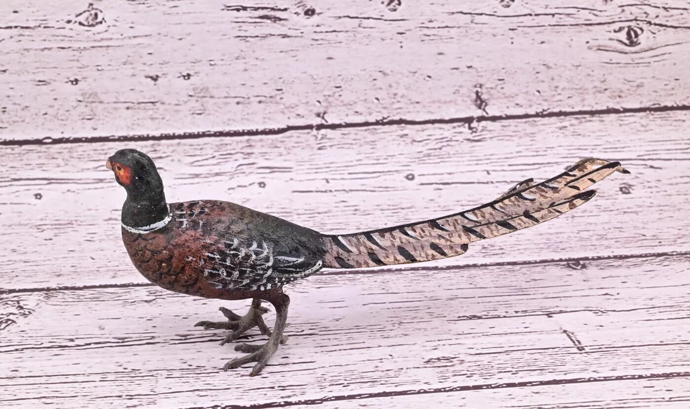 Antique Austrian Vienna Cold Painted Bronze Figure of Large Pheasant Bird6