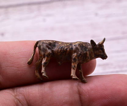 Miniature Antique Austrian Vienna Cold Painted Bronze Figure of Brown Bull5