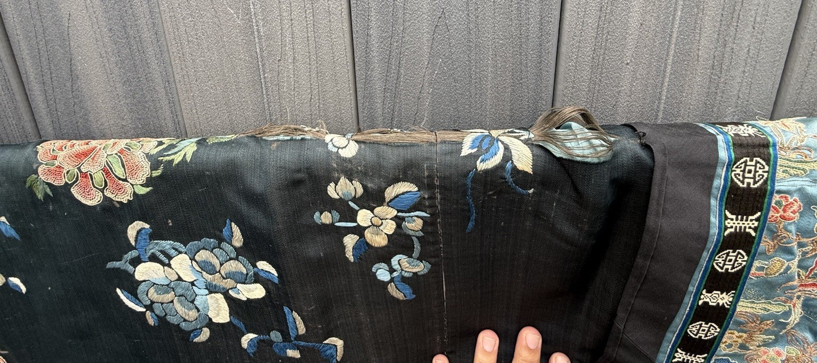 Early Antique Qing Dynasty Chinese Silk Embroidery Robe Butterflies & Flowers8