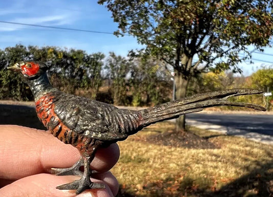 Antique Austrian Vienna Cold Painted Bronze Figure of Ring Neck Pheasant0