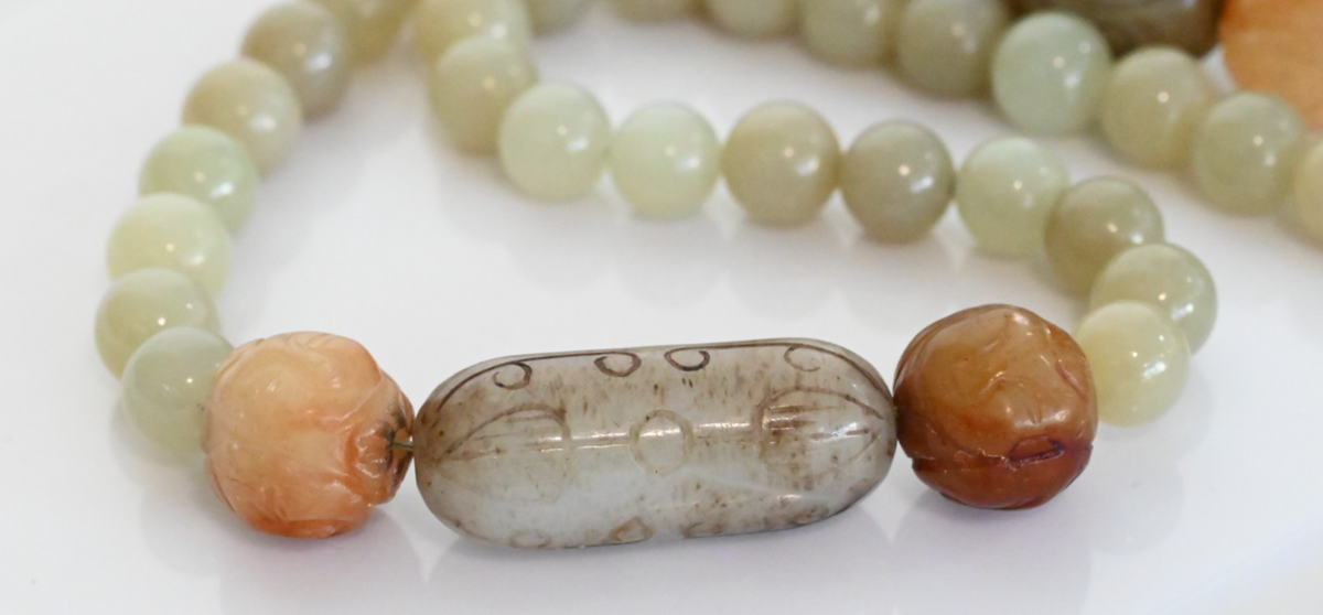 Antique / Vintage Chinese Beaded Jade Necklace7