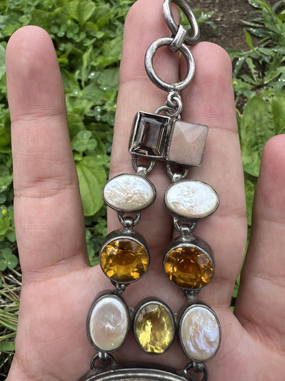 Beautiful Multi Gemstone Citrine, Pearl & Sterling Silver Bracelet3