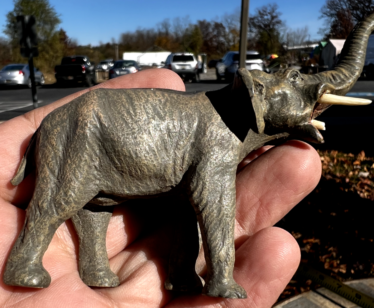 Large Antique Austrian Vienna Cold Painted Bronze Figure of Elephant13