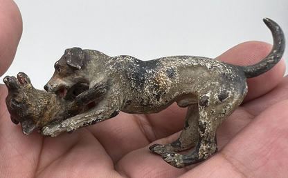 Original Franz Bergman Austrian Bronze Figure of Hunting Dog & Wild Fox Fighting3