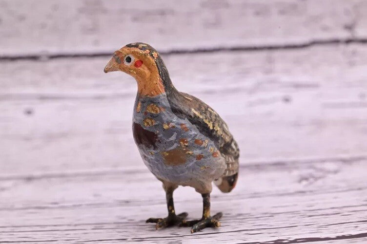 Cute Tiny Antique Austrian Vienna Cold Painted Bronze Figure of Game Bird3