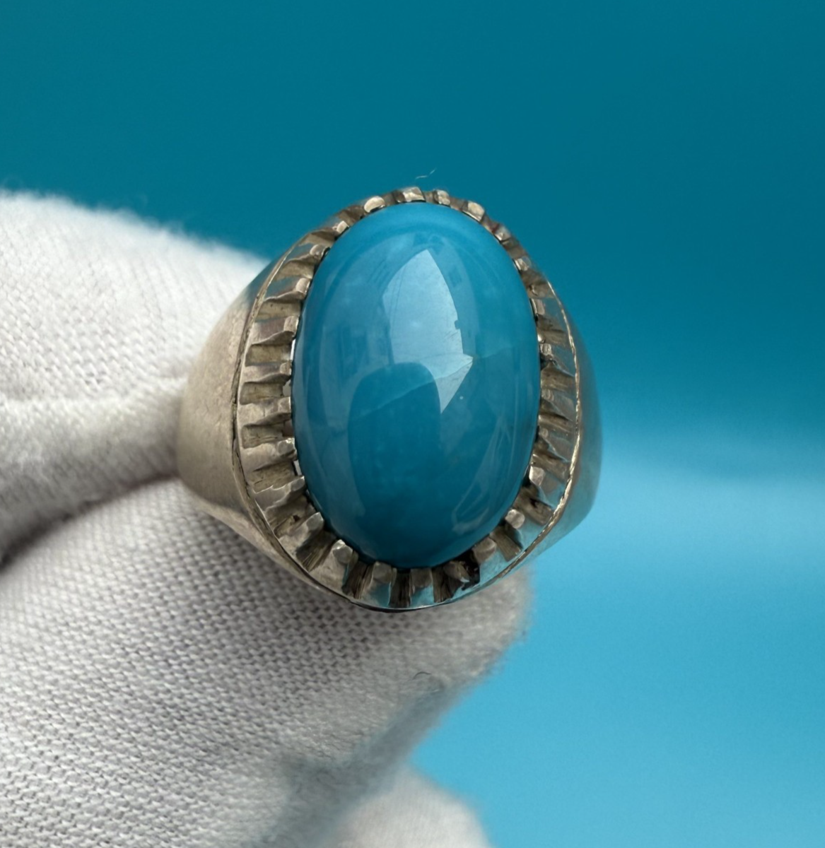 Sterling Silver Ring with Natural Turquoise (Feroza) Gemstone0