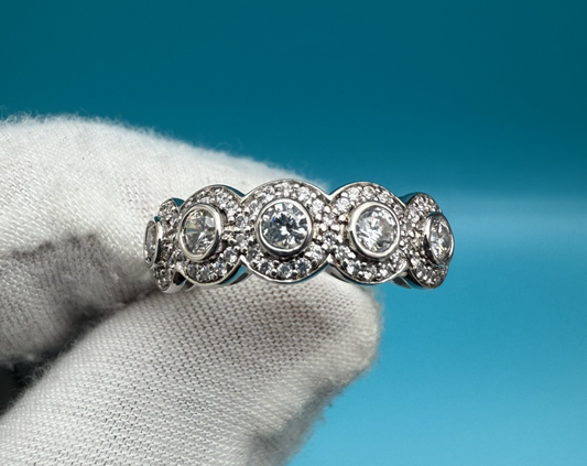 Vintage Marked Ritani Solid Sterling Silver 925 CZ Halo Tapered Band Ring0