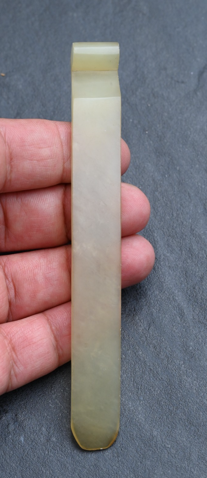 Antique Greenish Translucent Jade Precious Object Hairpin / Brushrest0