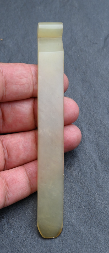 Antique Greenish Translucent Jade Precious Object Hairpin / Brushrest0