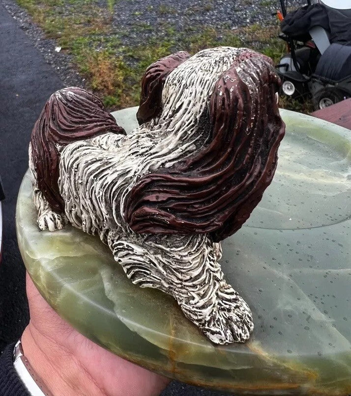 Wonderful Antique Cold Painted Austrian Vienna Bronze Ashtray With Pekingese Dog4