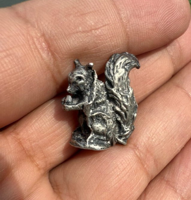Lovely Antique / Vintage Italian Sterling Silver .925 Solid Figure of Squirrel2