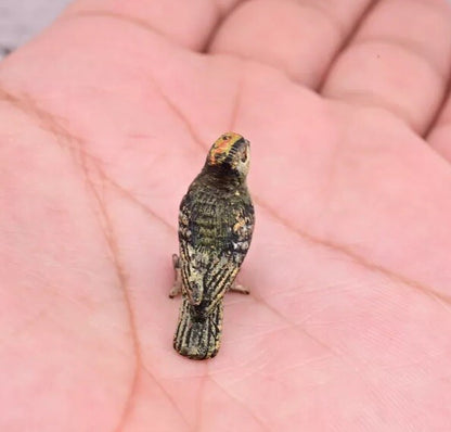 Lovely Antique Austrian Vienna Cold Painted Bronze Figure of Small Green Bird2