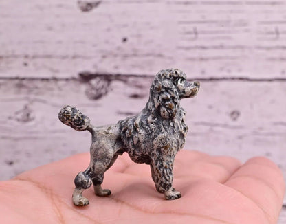 Antique Early 1900s Austrian Vienna Cold Painted Solid Bronze Gray Poodle ￼1