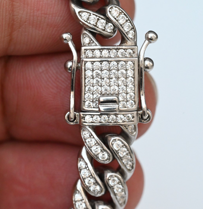 Beautiful Iced-out Box Clasp Pave-set CZ on Sterling Silver Necklace2