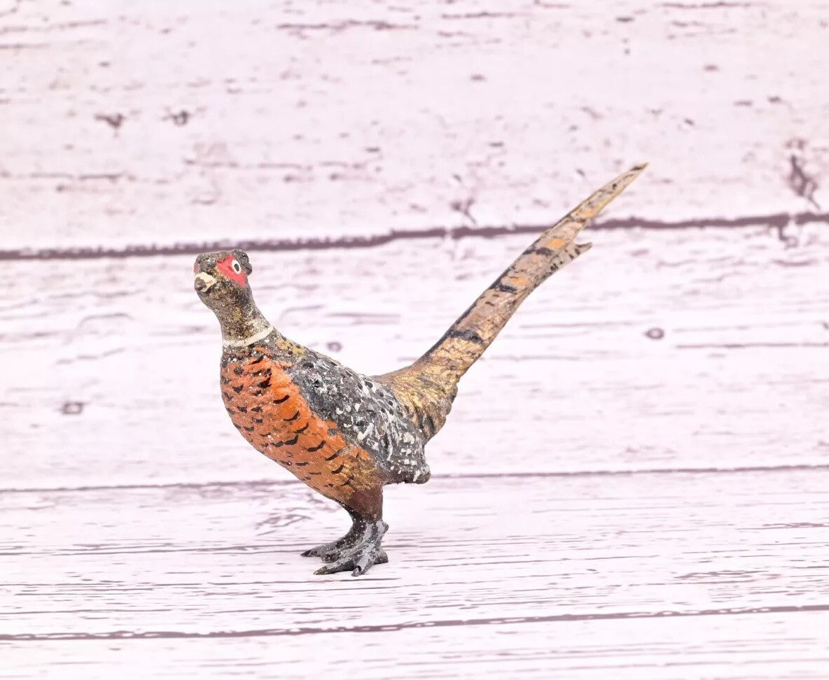 Amazing Antique Austrian Vienna Cold Painted Bronze Figure of Ring Neck Pheasant13