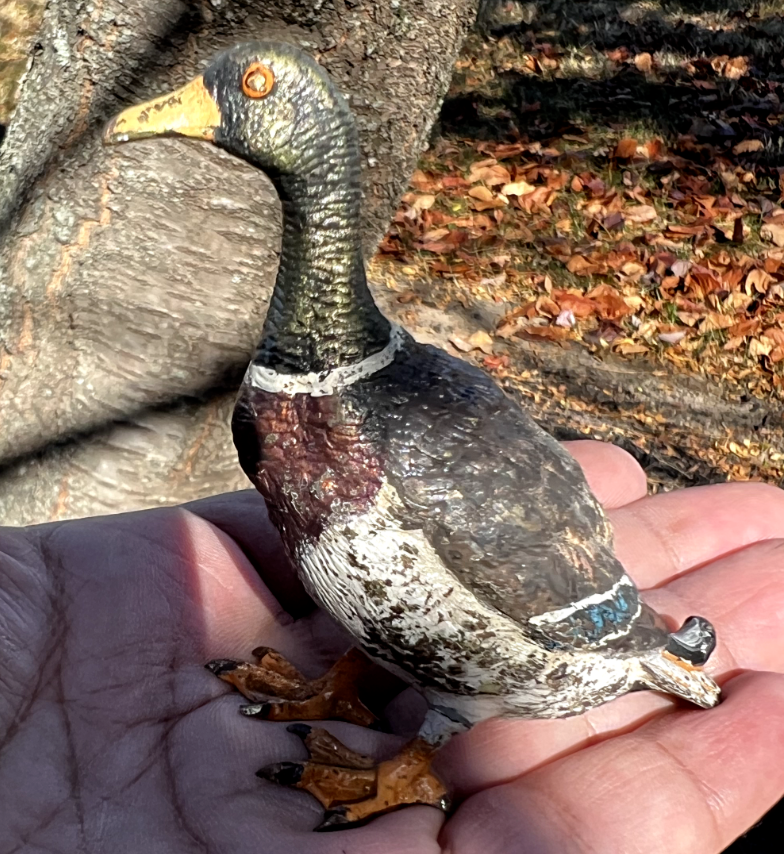Amazing Antique Austrian Vienna Cold Painted Bronze Figure of Mallard Duck3