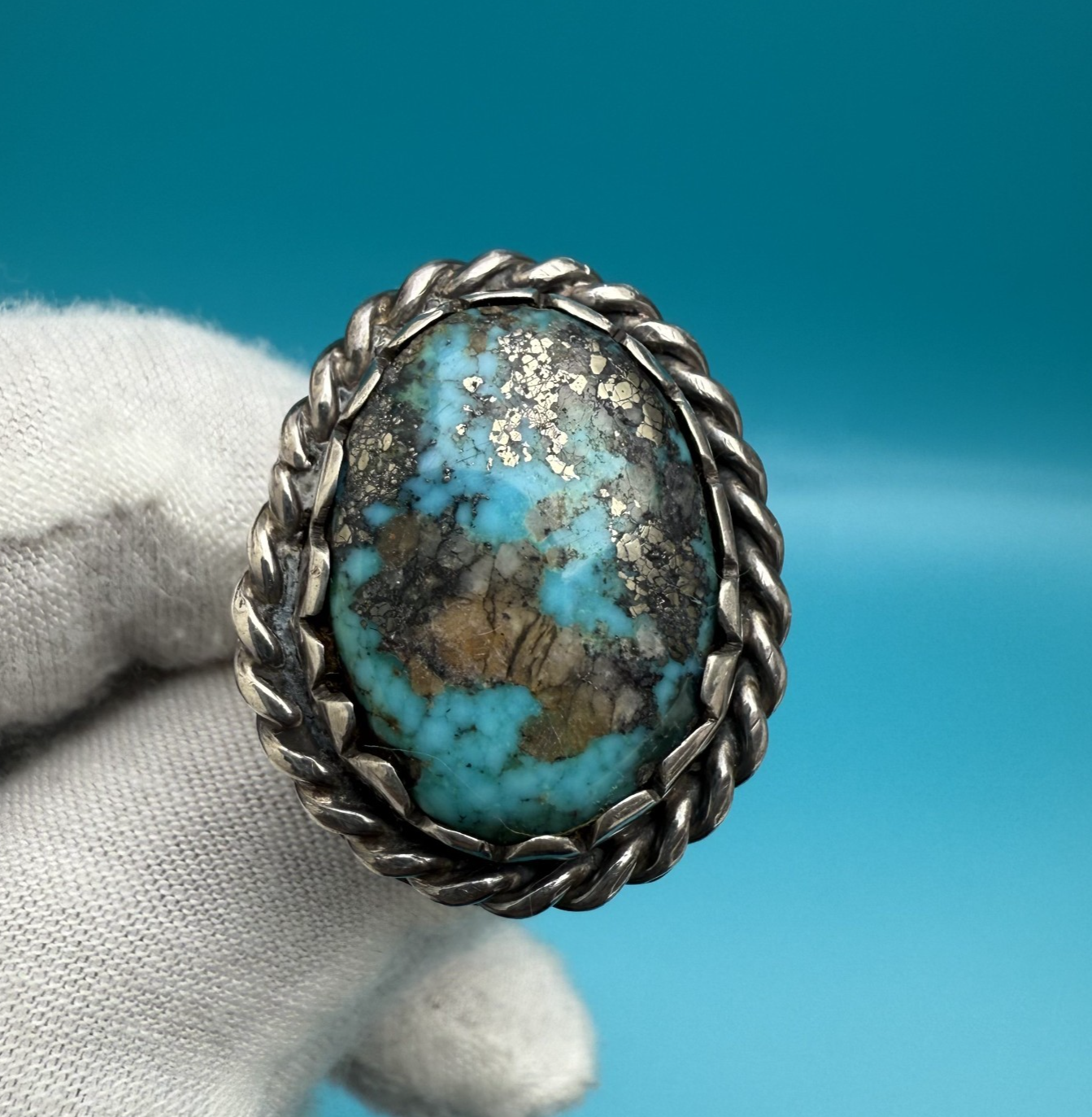 Fantastic Handmade Native American Sterling Silver & Turquoise Ring0