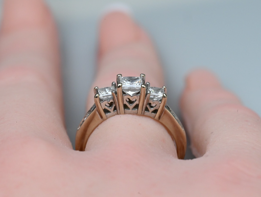 Princess Cut Diamond Three-stone Engagement Ring Crafted in 14k Two Tone Gold0