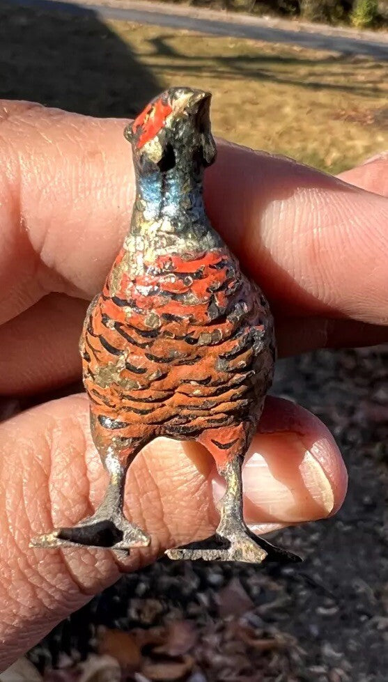 Antique Austrian Vienna Cold Painted Bronze Figure of Ring Neck Pheasant7