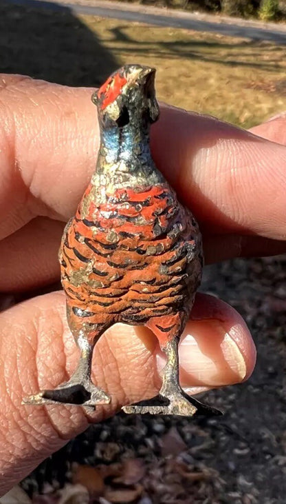 Antique Austrian Vienna Cold Painted Bronze Figure of Ring Neck Pheasant7