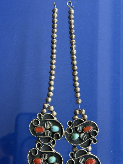 Huge Native American / Southwestern Sterling Silver Squash Blossom Necklace 304g4