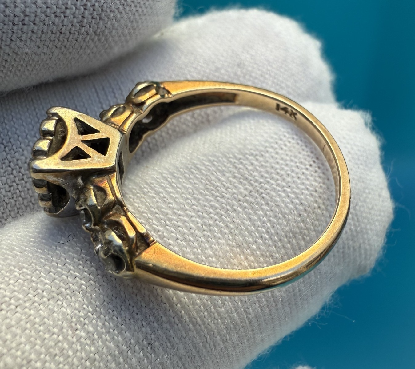 Superb Antique Early 1900s Natural Diamond & 14k Yellow Gold Ring11