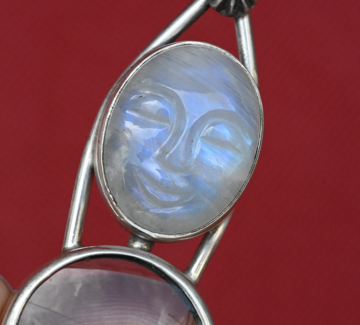 Gorgeous Sterling Silver Southwest Jewelers Loupe W/ Rainbow Moonstone Face2