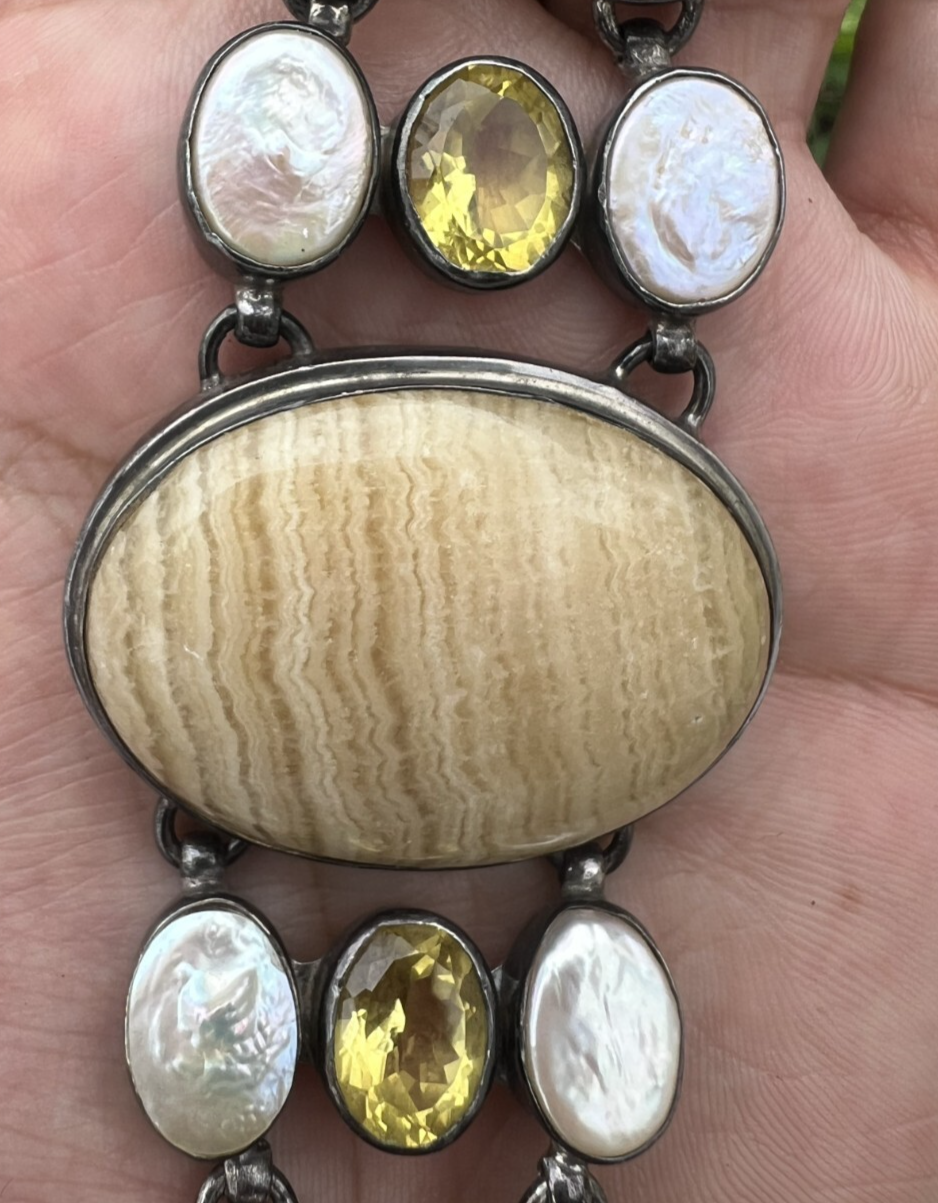 Beautiful Multi Gemstone Citrine, Pearl & Sterling Silver Bracelet1