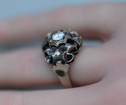 Vintage Art Deco Style Statement Ring 18K Gold .40 ct Center Diamond4