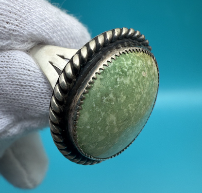 Native American Style Sterling Silver Ring w/ Gaspeite or Green Turquoise Stone2