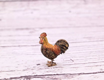 Signed Antique Austrian Vienna Cold Painted Bronze of Little Rooster3