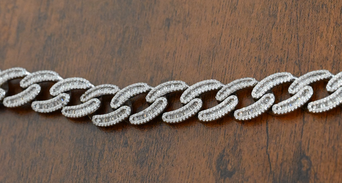 Huge Iced out Sterling Silver Miami Cuban Chain Box Clasp Pave Set CZ4